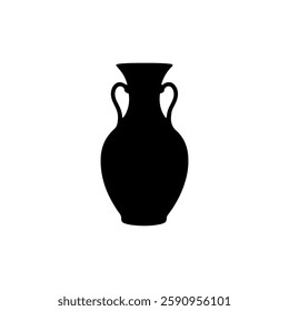 Black Ceramic vase silhouette vector illustration on white background

