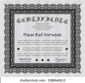 Black Certificate of achievement template. With complex linear background. Detailed. Lovely design. 