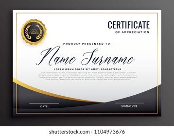 black certificate of appreciation template