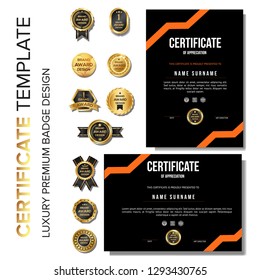 Black certificate with badge