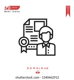 black certificate icon. certificate icon vector isolated on white background. Graphic design, material design, 2019 year best selling icons, mobile application, UI / UX design, EPS 10 format vector