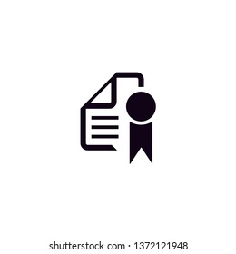 Black certificate icon with white background 