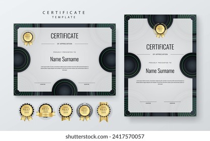 Black certificate modern elegant for appreciation, achievement, awards diploma, corporate