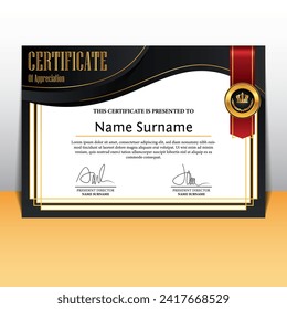 Black certificate template. Elegant and Luxury certificate design