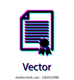 Black Certificate template icon isolated on white background. Degree icon. Achievement, award, grant, diploma concepts. Business success certificate. Vector Illustration