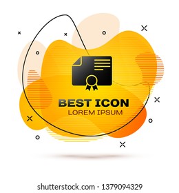 Black Certificate template icon isolated on white background. Achievement, award, degree, grant, diploma concepts. Business success certificate. Fluid color banner. Vector Illustration