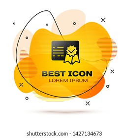 Black Certificate template icon isolated on white background. Achievement, award, degree, grant, diploma concepts. Business success certificate. Fluid color banner. Vector Illustration