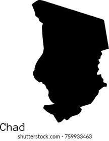 Black Chad map vector silhouette
