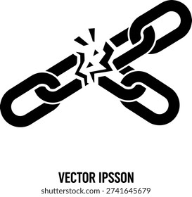 Black chain breaking apart in middle with cracks broken