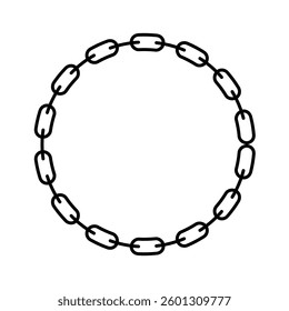 Black chain. circle border chain. texture round frame. chain iron. metal links chain logo symbol
