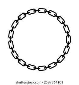 Black chain circle frame over white background. Vector illustration.