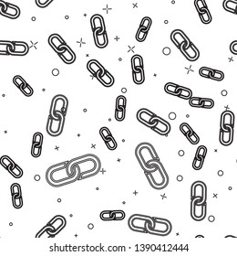 Black Chain link icon isolated seamless pattern on white background. Link single. Vector Illustration