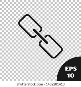 Black Chain link icon isolated on transparent background. Link single. Hyperlink chain symbol.  Vector Illustration