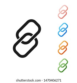 Black Chain link icon isolated on white background. Link single. Hyperlink chain symbol. Set icons colorful. Vector Illustration