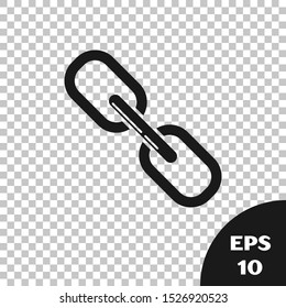 Black Chain link icon isolated on transparent background. Link single.  Vector Illustration