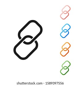 Black Chain link icon isolated on white background. Link single. Set icons colorful. Vector Illustration