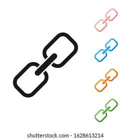 Black Chain link icon isolated on white background. Link single. Hyperlink chain symbol. Set icons colorful. Vector Illustration