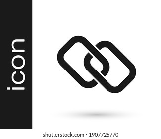 Black Chain link icon isolated on white background. Link single. Hyperlink chain symbol.  Vector