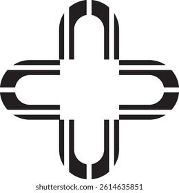 A black chain link plus sign vector logo