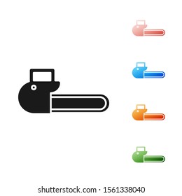 Black Chainsaw icon isolated on white background. Set icons colorful. Vector Illustration