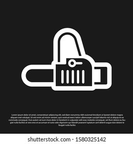 Black Chainsaw icon isolated on black background.  Vector Illustration