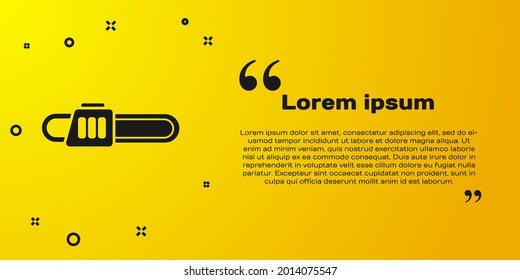 Black Chainsaw icon isolated on yellow background.  Vector Illustration