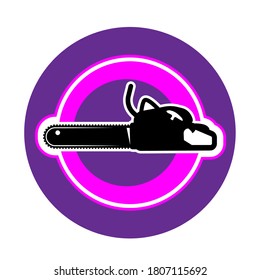 Black Chainsaw Icon Silhouette On White Isolated Background. Vector Image Eps 10