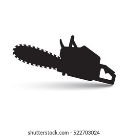 Black chainsaw isolated on white background.