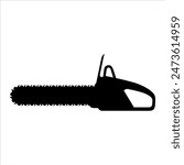 Black chainsaw silhouette isolated on white background. Chainsaw icon vector illustration design.