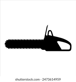 Black chainsaw silhouette isolated on white background. Chainsaw icon vector illustration design.