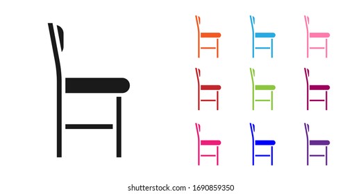 Black Chair icon isolated on white background. Set icons colorful. Vector Illustration