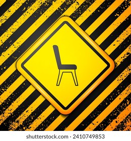 Black Chair icon isolated on yellow background. Warning sign. Vector