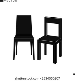 Black chair silhouette. Classical furniture vector.  Isolated chairs on white background