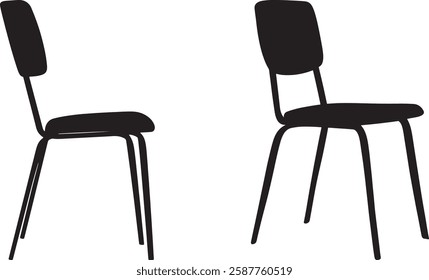 Black Chair Silhouette Vector Illustration on White Background