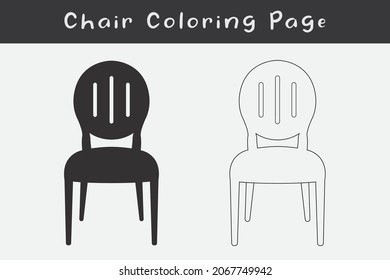 Línea vectorial de siluetas de silla negra. Silla, mesa, banco, iconos de asiento conjunto Ilustración vectorial, Silla Colorante Página.