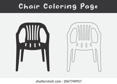 Black chair silhouettes vector line. Chair, table, bench, Seating icons set Vector illustration, Chair Coloring Page.