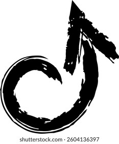 Black chalk arrow pointing upward, featuring a circular base, is skillfully drawn on a white background, producing a dynamic and textured vector illustration with a modern touch