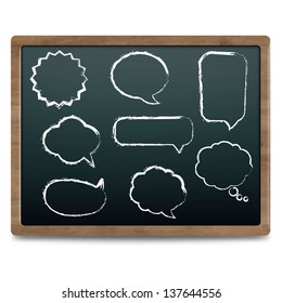 Black Chalk Board With Speech Bubble Set, Vector Illustration