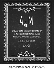 Black chalk board template vintage frame