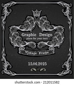 Black chalk board template vintage frame