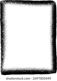 Black Chalk and Crayon Frame, Hand-Drawn Border Isolated on Transparent Background