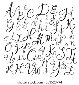 Black chalk pencil alphabet letters.Hand drawn written