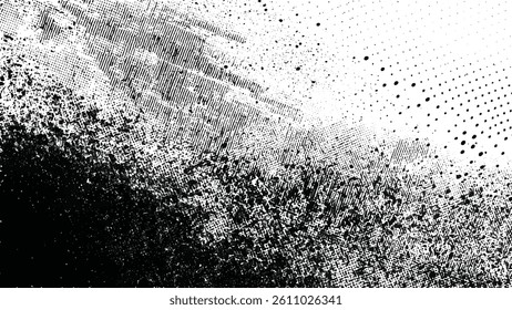 Black chalk pieces and dust flying, effect explode isolated on white Vintage grunge paper texture isolated. Old worn overlay distressed background	