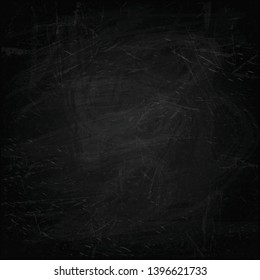 Black chalkboard background. Vector grungy texture with chalk rubbed out on black background. 10EPS