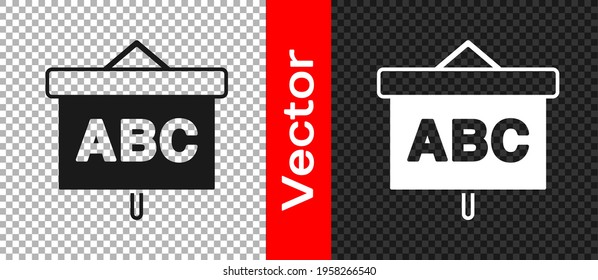 Black Chalkboard icon isolated on transparent background. School Blackboard sign.  Vector