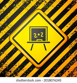 Black Chalkboard icon isolated on yellow background. School Blackboard sign. Warning sign. Vector