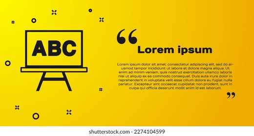 Black Chalkboard icon isolated on yellow background. School Blackboard sign.  Vector