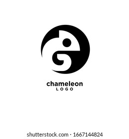 black chameleon animal logo icon design vector