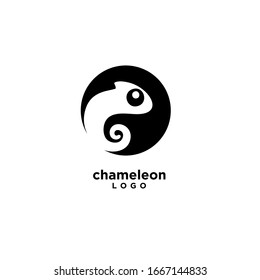 black chameleon animal logo icon design vector