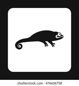 Black chameleon icon in simple style isolated on white background. Reptiles symbol